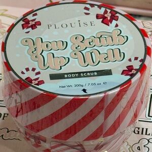 P. Louise Red and White Tub of Red Body Scrub. “You Scrub up Well”